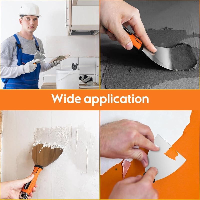 Matework 4 Inches Spackle Knife Tools, Putty Scraper, Ergonomic Grip Tapping With Hammer End for Drywall Work - Image 5